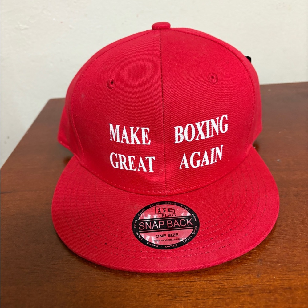 Red Snapback Hat with White Text